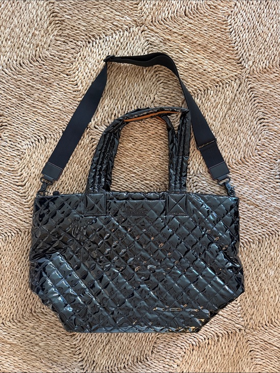 MZ Wallace Handbags - MZ Wallace Black Quilted Patent Tote with Removable Strap